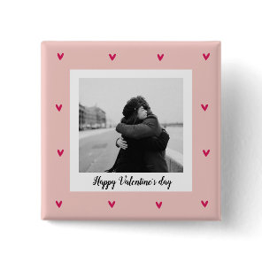 Happy Valentine's Day | Pink & Red Heart | Gift Button
