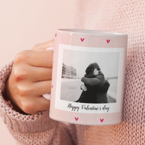 Happy Valentines Day  Pink  Red Heart  Gift Mug