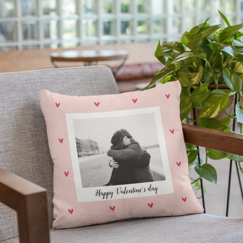 Happy Valentines Day  Pink  Red Heart  Gift Outdoor Pillow