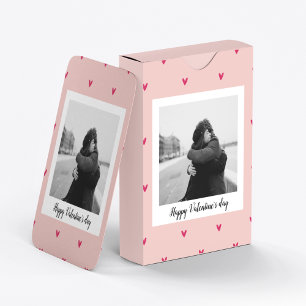 Happy Valentine's Day Pink & Red Heart Gift Poker Cards