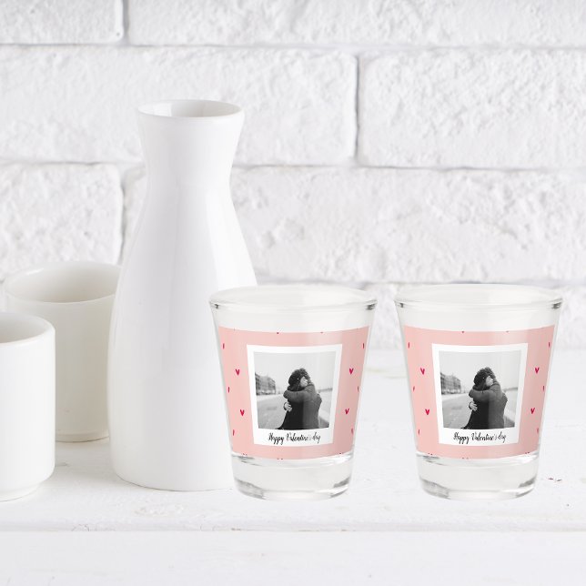 Happy Valentine's Day | Pink & Red Heart | Gift Shot Glass (Creator Uploaded)