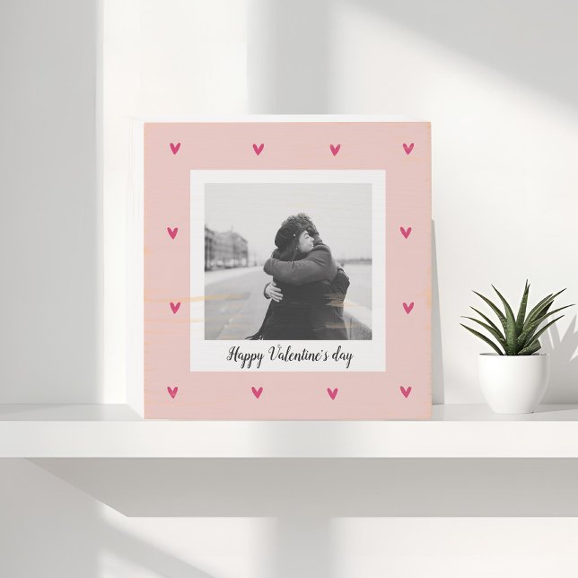 Happy Valentine's Day | Pink & Red Heart | Gift Wooden Box Sign (Creator Uploaded)