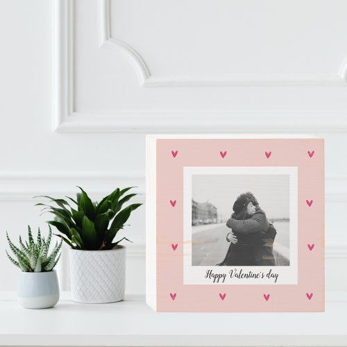 Happy Valentines Day  Pink  Red Heart  Gift Wooden Box Sign