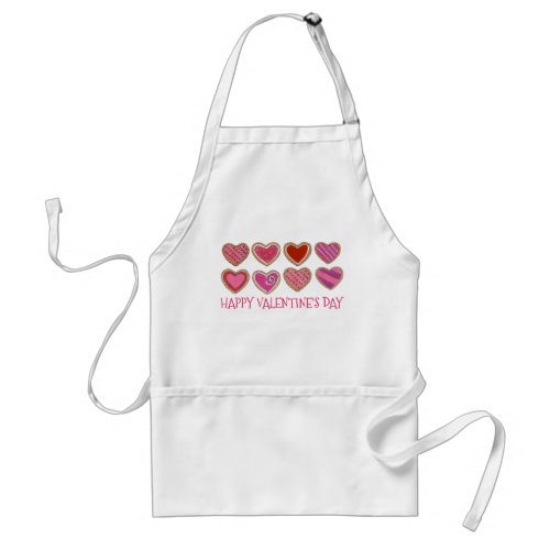 Happy Valentines Day Pink Red Heart Sugar Cookie Adult Apron
