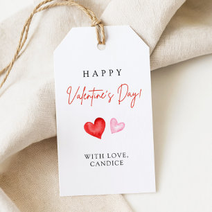 Happy Valentine's Day Pink & Red Hearts Gift Tags