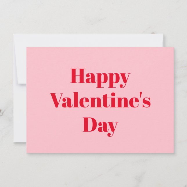 Happy Valentine's Day pink red modern typography Card (Front)