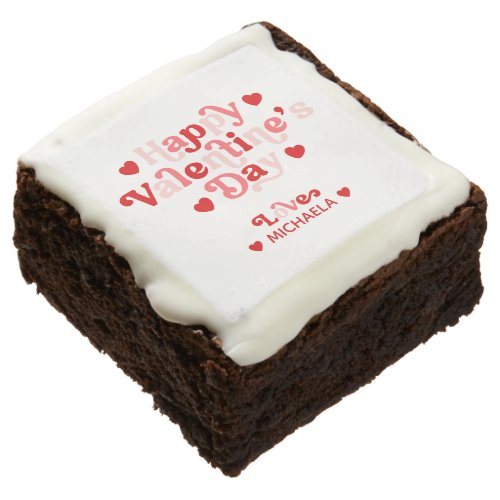 Happy Valentines Day Pink  Red Personalized Brownie