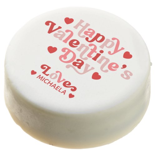 Happy Valentines Day Pink  Red Personalized Chocolate Covered Oreo