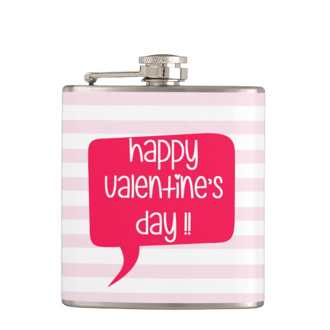 Happy Valentine's Day! Pink striped Flask