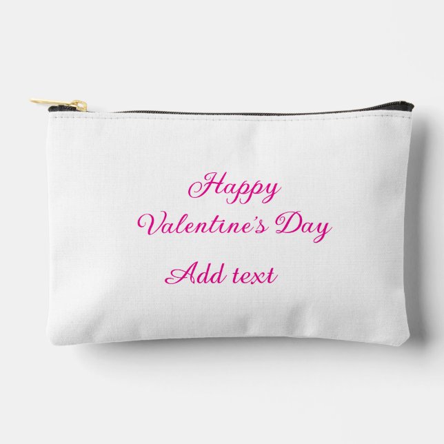 Happy Valentine's day pink text name message Accessory Pouch (Front)