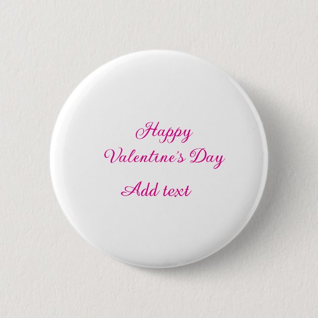 Happy Valentine's day pink text name message Button (Front)