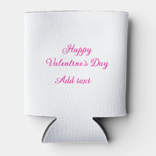 Happy Valentine's day pink text name message Can Cooler