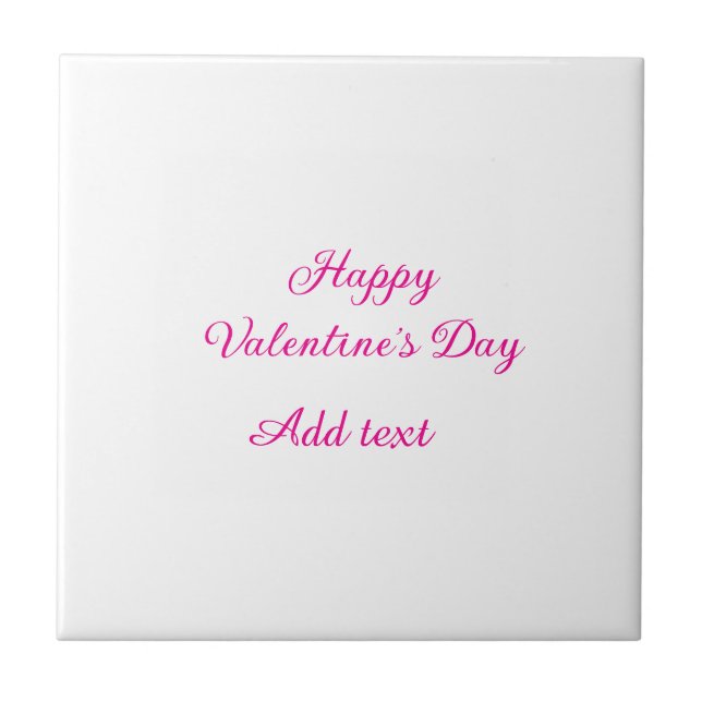 Happy Valentine's day pink text name message Ceramic Tile (Front)