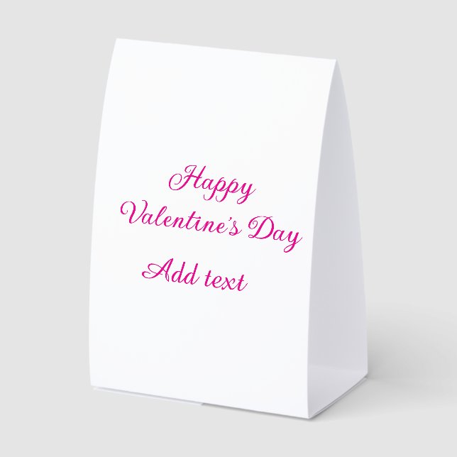 Happy Valentine's day pink text name message Paper Table Tent (Front)