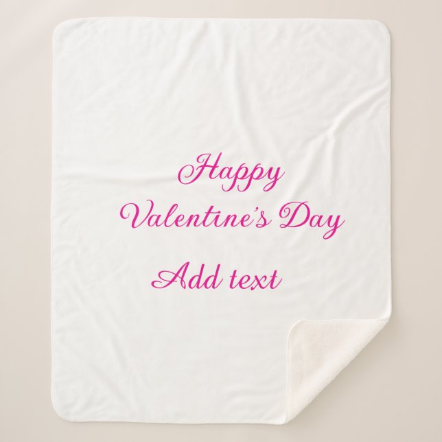 Happy Valentine's day pink text name message Sherpa Blanket (Front)