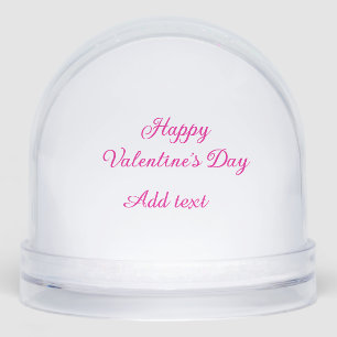 Happy Valentine's day pink text name message Snow Globe