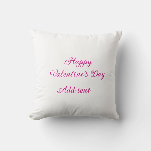 Happy Valentine's day pink text name message Throw Pillow (Front)