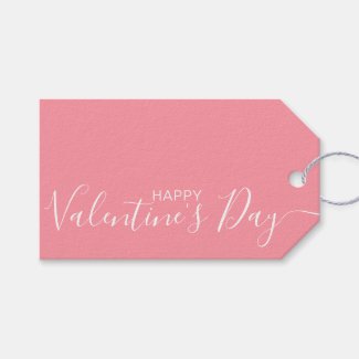 Happy Valentine's Day Pink White Modern  Gift Tags