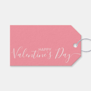 Happy Valentine's Day Pink White Modern Gift Tags