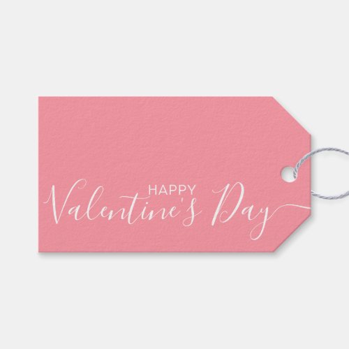 Happy Valentines Day Pink White Modern  Gift Tags