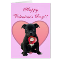 Happy Valentine's Day Pitbull Puppy greeting card