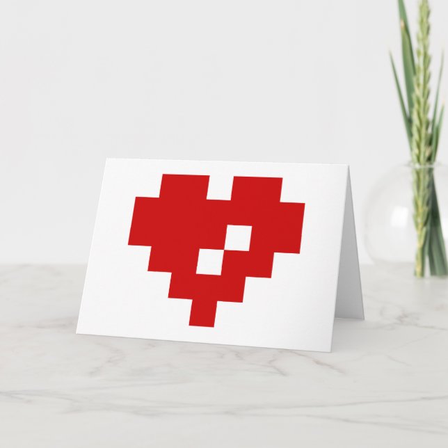 Happy Valentine's Day / Pixel Heart 8 Bit Love Holiday Card (Front)