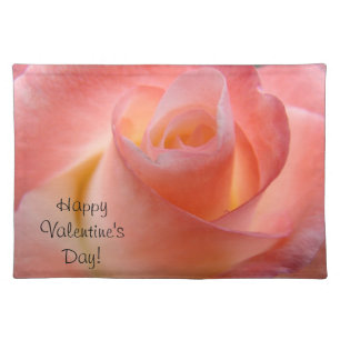 Happy Valentine's Day! placemats Pink Rose Floower