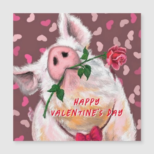 Happy Valentines Day Playful Card Gentleman Pig