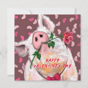 Happy Valentine's Day Playful Card Gentleman Pig
