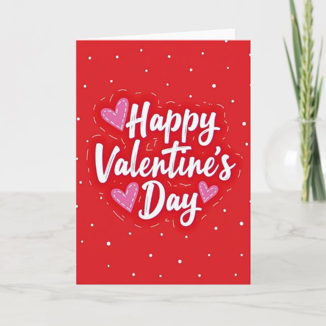 Happy Valentines Day Polka Dot Card (Front)