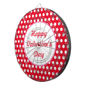 Happy Valentine's Day Polka Dot Dartboard (Red)