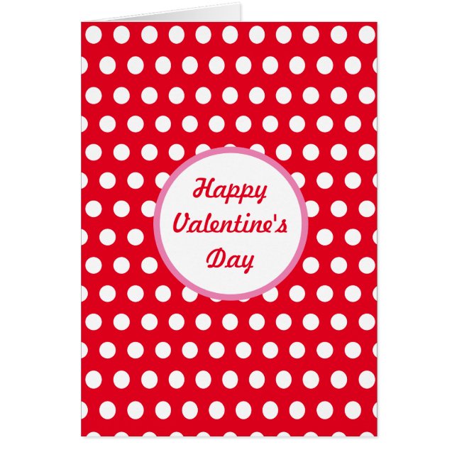 Happy Valentine's Day Polka Dot Greeting Card (Red (Front)
