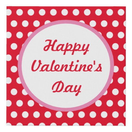 Happy Valentines Day Polka Dot Wall Art Red