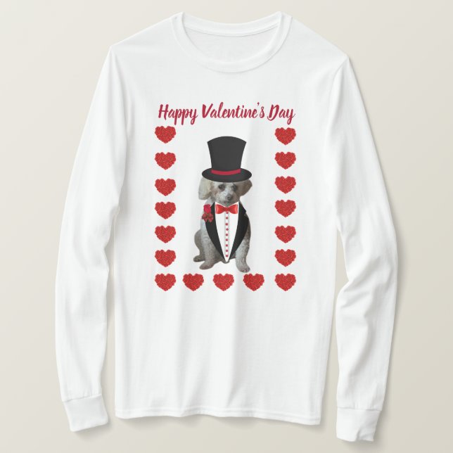 Happy Valentine's Day Poodle T-Shirt (Design Front)
