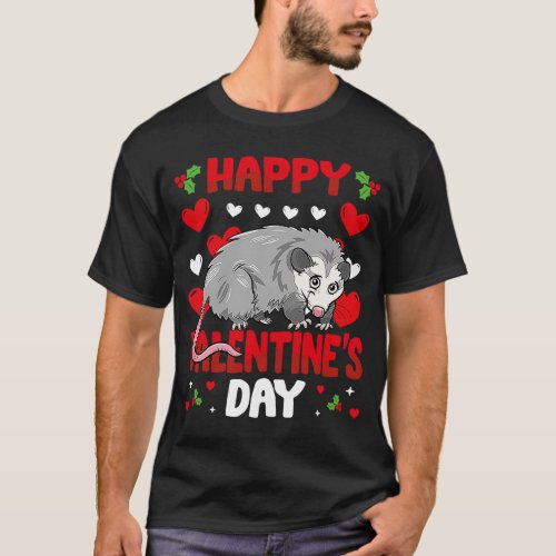 Happy Valentines Day Possum Heart Love Animal T_Shirt