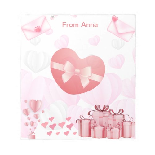 Happy Valentines Day Pretty Hearts Notepad