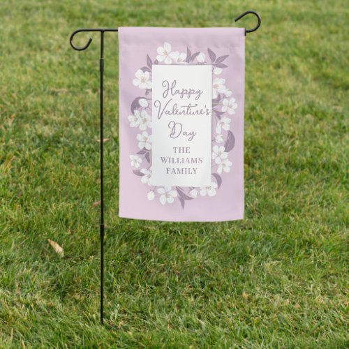 Happy Valentines Day Pretty Pink Floral Custom Garden Flag