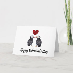 Happy Valentine's Day Puffins & Heart Card