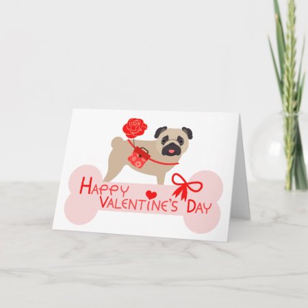 Happy Valentine's Day Pug Card