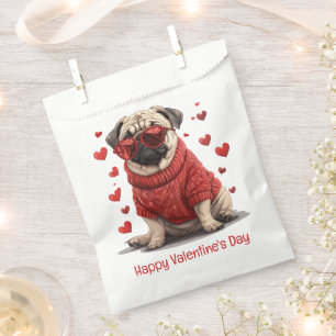 Happy Valentines Day Pug Dog Favor Bag