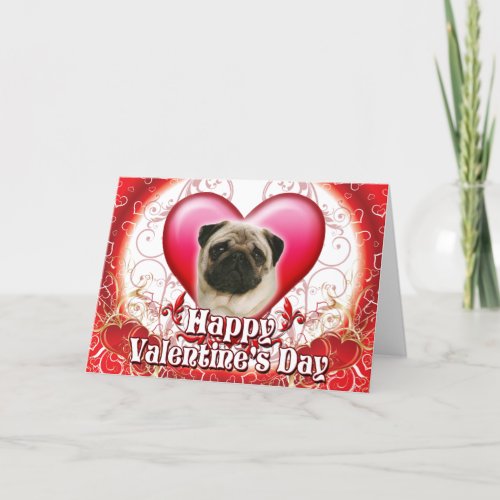 Happy Valentines Day Pug Holiday Card