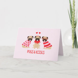 Happy Valentines Day Pugs And Kisses Cute Pug Dogs Holiday Card