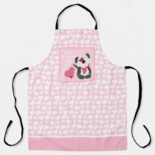 Happy Valentines Day Puppy Hearts Pink Apron