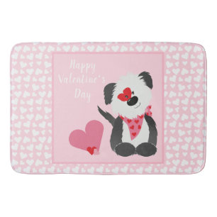 Happy Valentines Day Puppy Hearts Pink Bath Mat