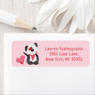 Happy Valentines Day Puppy Hearts Pink Label