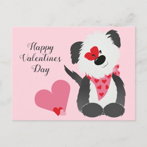 Happy Valentines Day Puppy Hearts Pink Postcard
