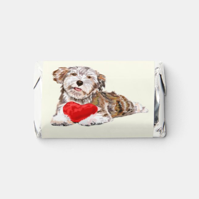 Happy Valentine's Day Puppy with Heart Gift Hershey's Miniatures (Front)