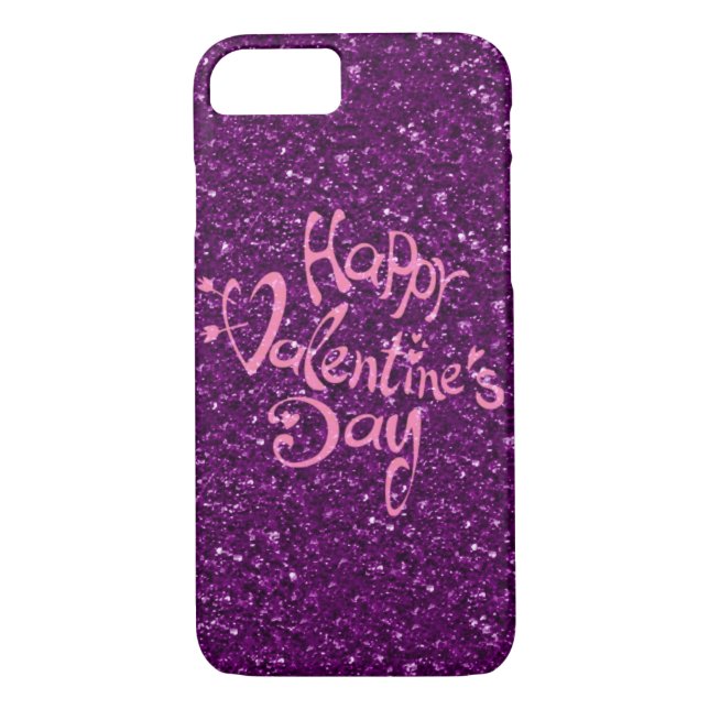 happy Valentines Day, purple Case-Mate iPhone Case (Back)