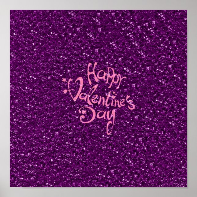 happy Valentines Day, purple Poster (Front)