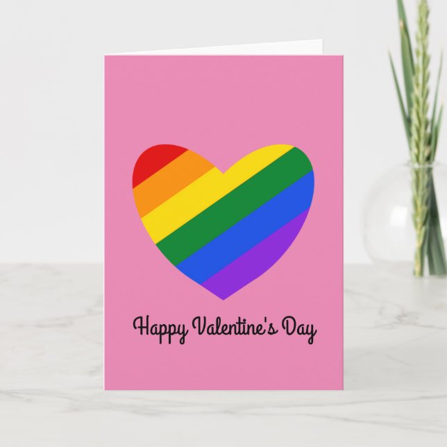 Happy Valentine's Day Rainbow Heart #1 Card (Front)
